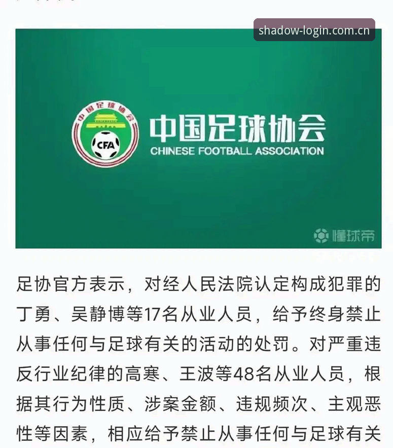 幻影平台用户评价 中国足协第三批禁足名单详解:17人终身禁赛,48人遭重罚
